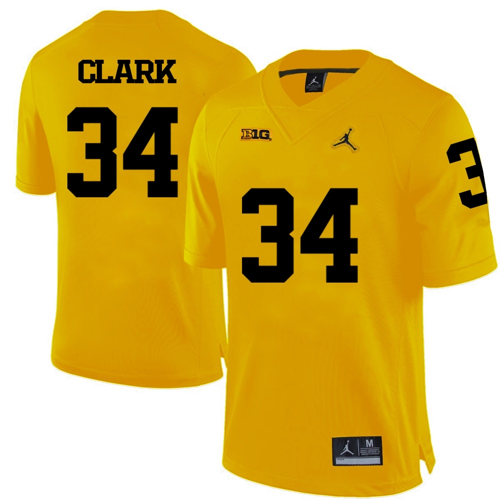 Michigan Wolverines Men's NCAA Jeremy Clark #34 Yellow College Football Jersey FFJ4049ZZ